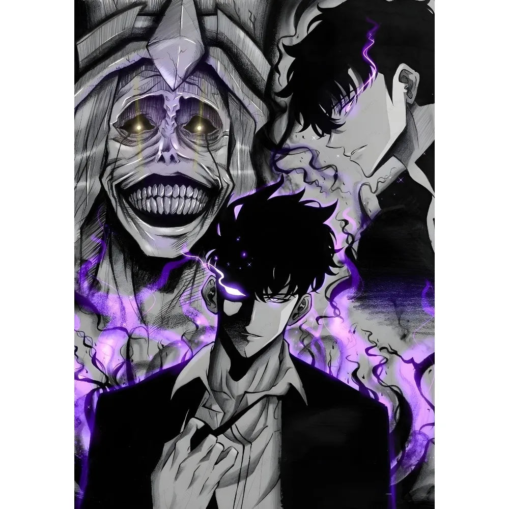 Anime S-Solo Leveling Poster Sticky Wall Art Printing Waterproof Home Living Bed Room Bar Aesthetic Decor