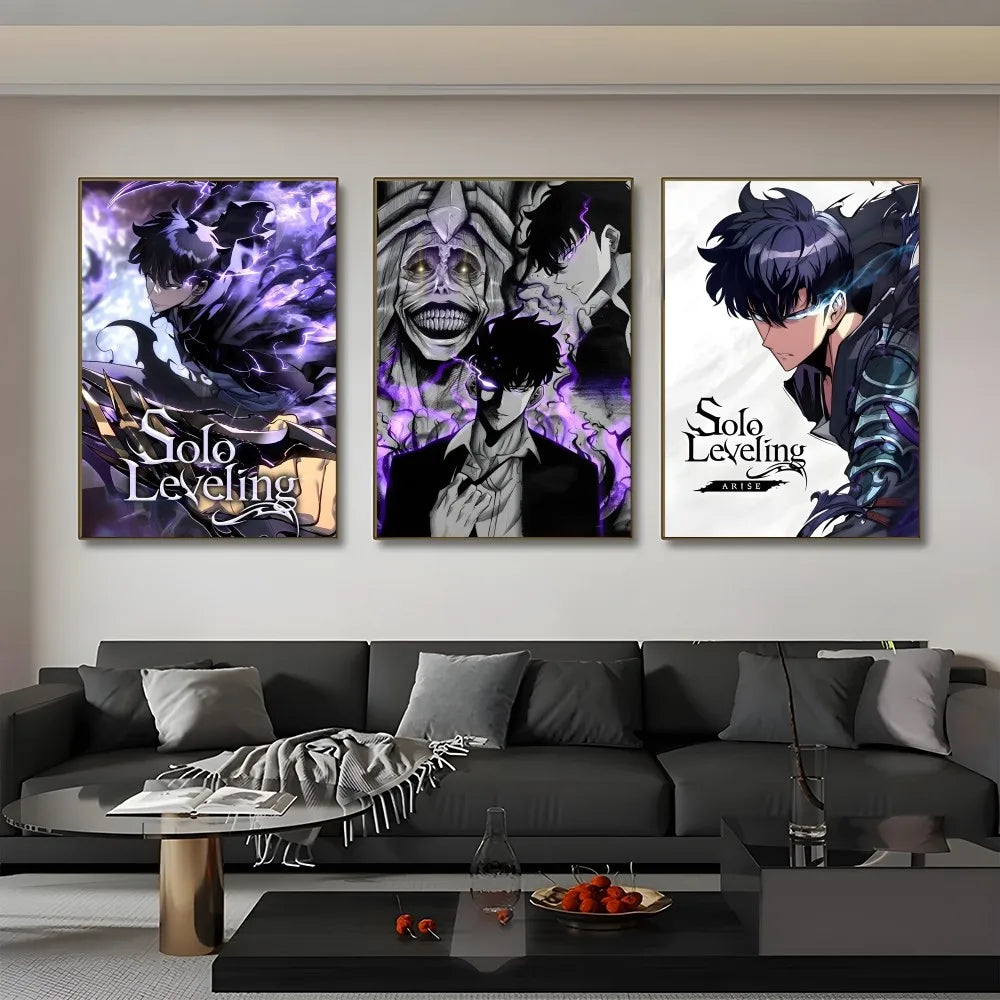Anime S-Solo Leveling Poster Sticky Wall Art Printing Waterproof Home Living Bed Room Bar Aesthetic Decor
