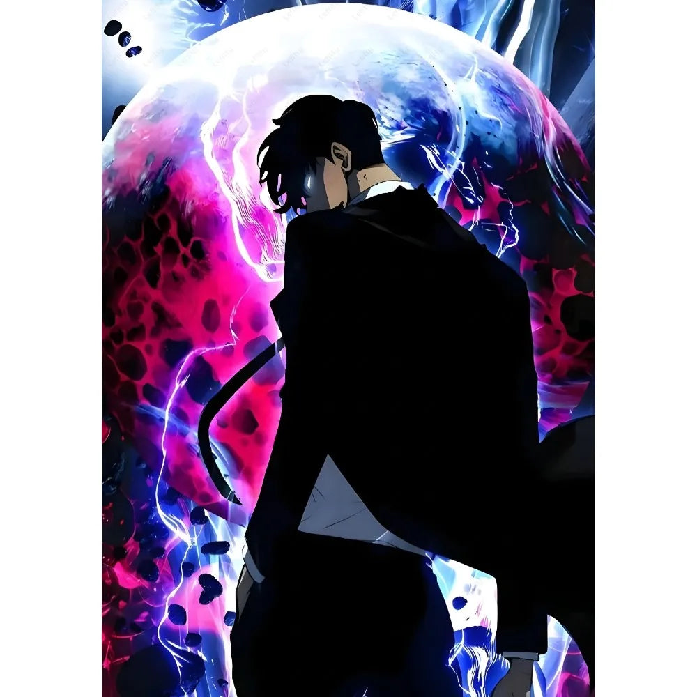 Anime S-Solo Leveling Poster Sticky Wall Art Printing Waterproof Home Living Bed Room Bar Aesthetic Decor