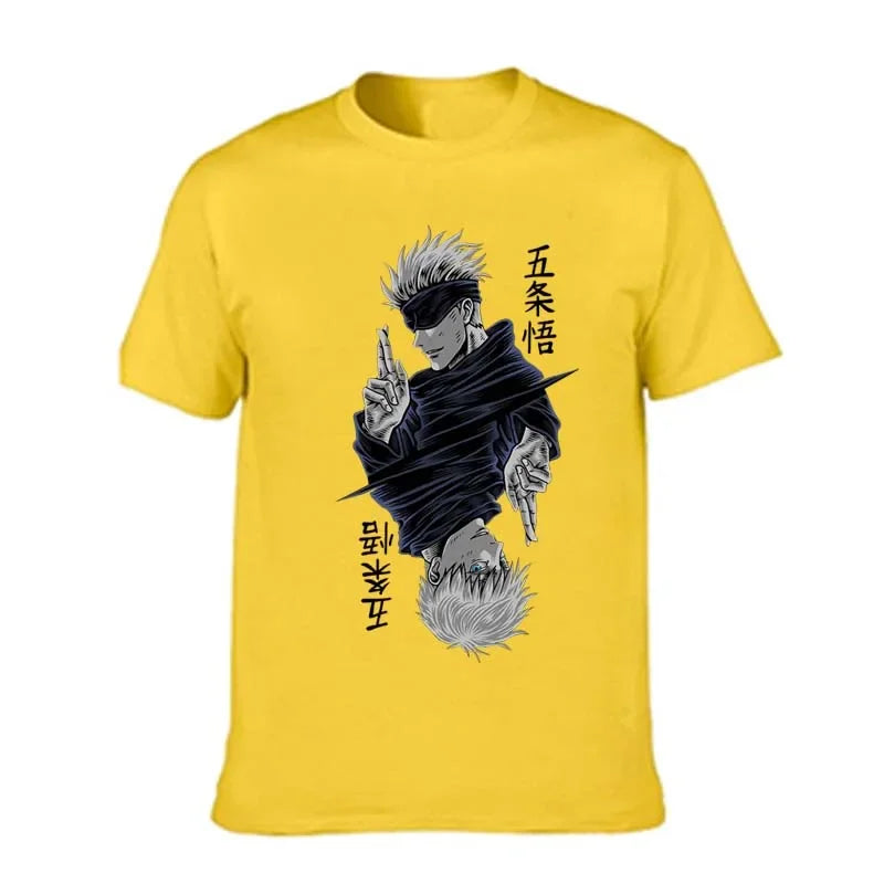 Fashion Jujutsu Kaisen Satoru Gojo Anime Printed Lady O-Neck Short Sleeve Women's T Shirt Black White Short Sleeve Summer Top