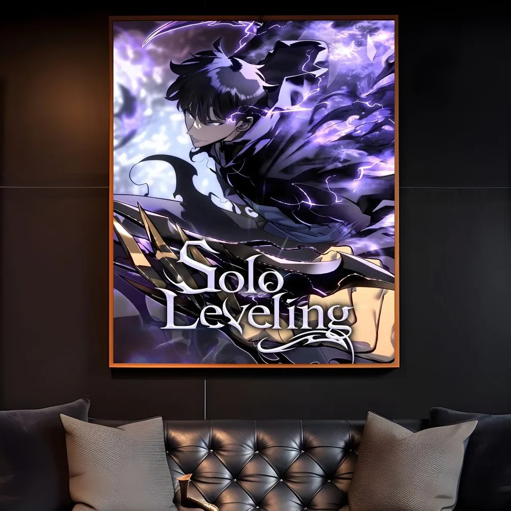 Anime S-Solo Leveling Poster Sticky Wall Art Printing Waterproof Home Living Bed Room Bar Aesthetic Decor