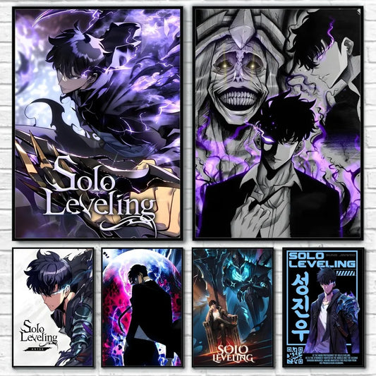 Anime S-Solo Leveling Poster Sticky Wall Art Printing Waterproof Home Living Bed Room Bar Aesthetic Decor