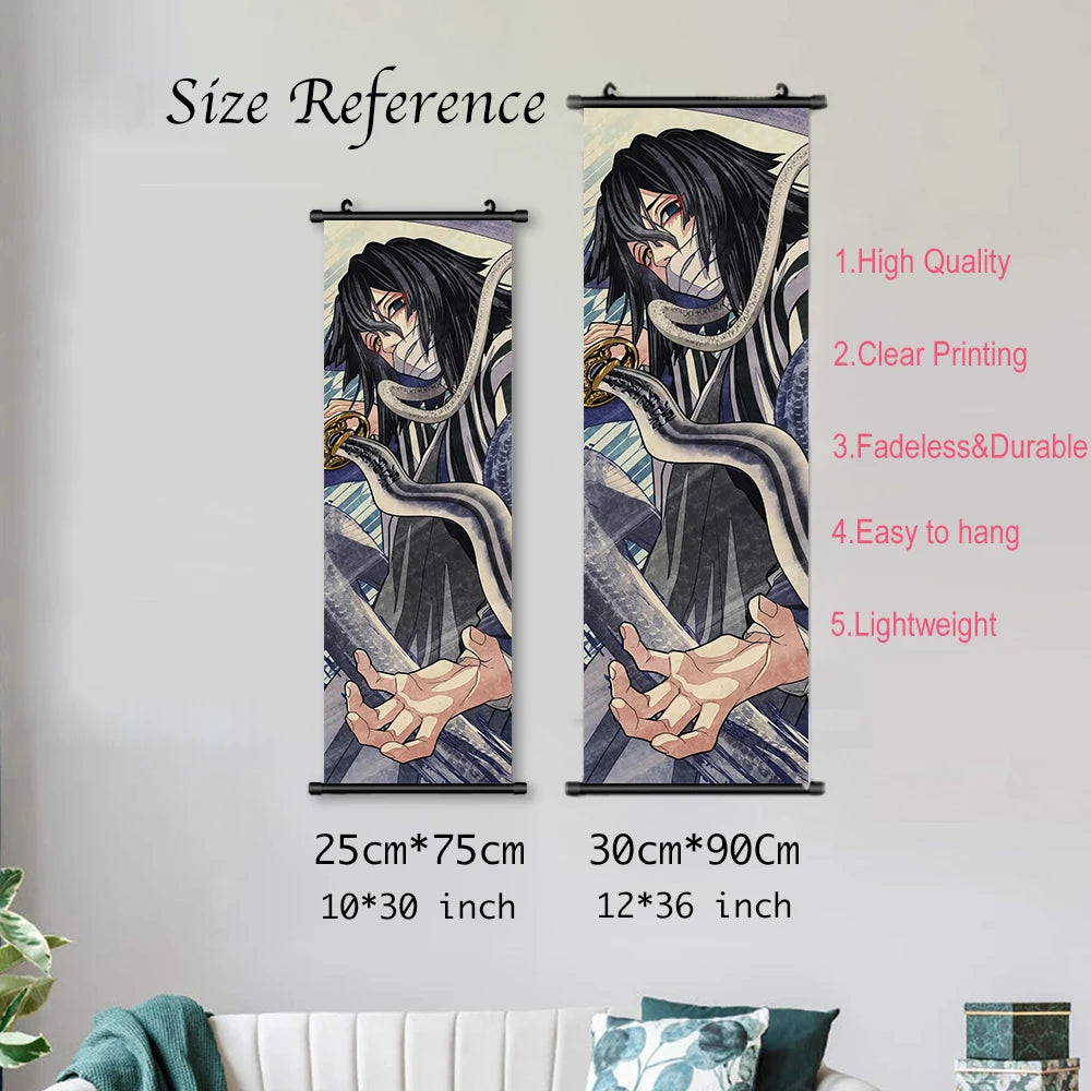 Demon Slayer Hashira HD Scroll Bedroom Living Room Decoration Wall Hanging Art Home Decor Kid Gifts Canvas Prints Anime Artwork